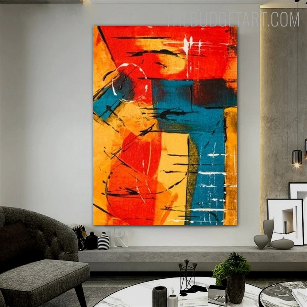 Straw Color Ink Abstract Modern Painting Picture Canvas Print for Room Wall Adornment