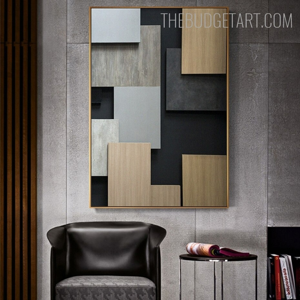 Squares Geometric Modern Painting Picture Canvas Print for Room Wall Drape