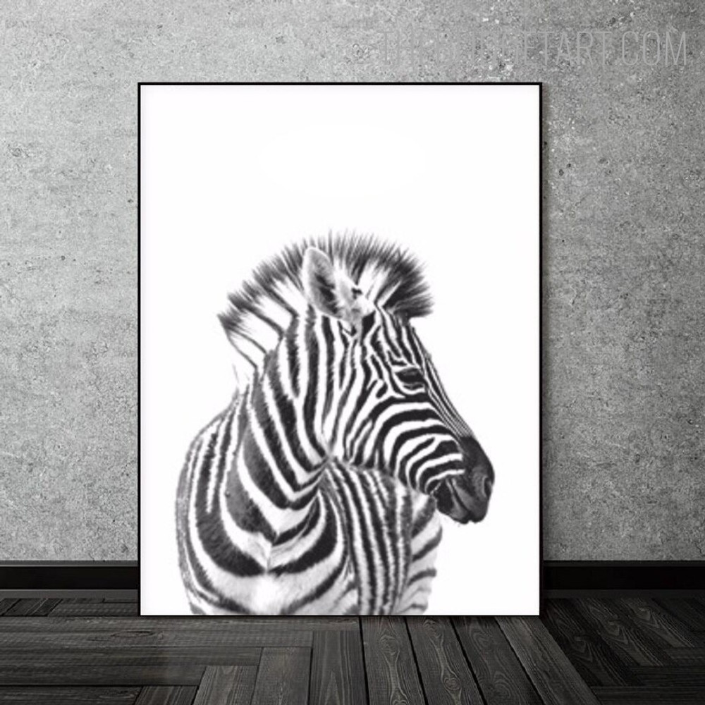 Black And White Zebra Animal Contemporary Painting Picture Canvas Print for Room Wall Tracery