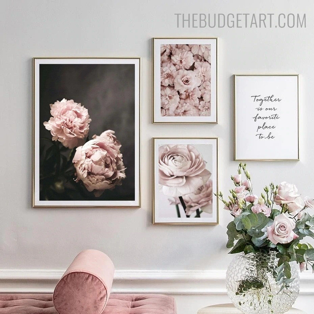 Peonies Blossoms Floral Modern Painting Pic Canvas Print for Room Wall Disposition