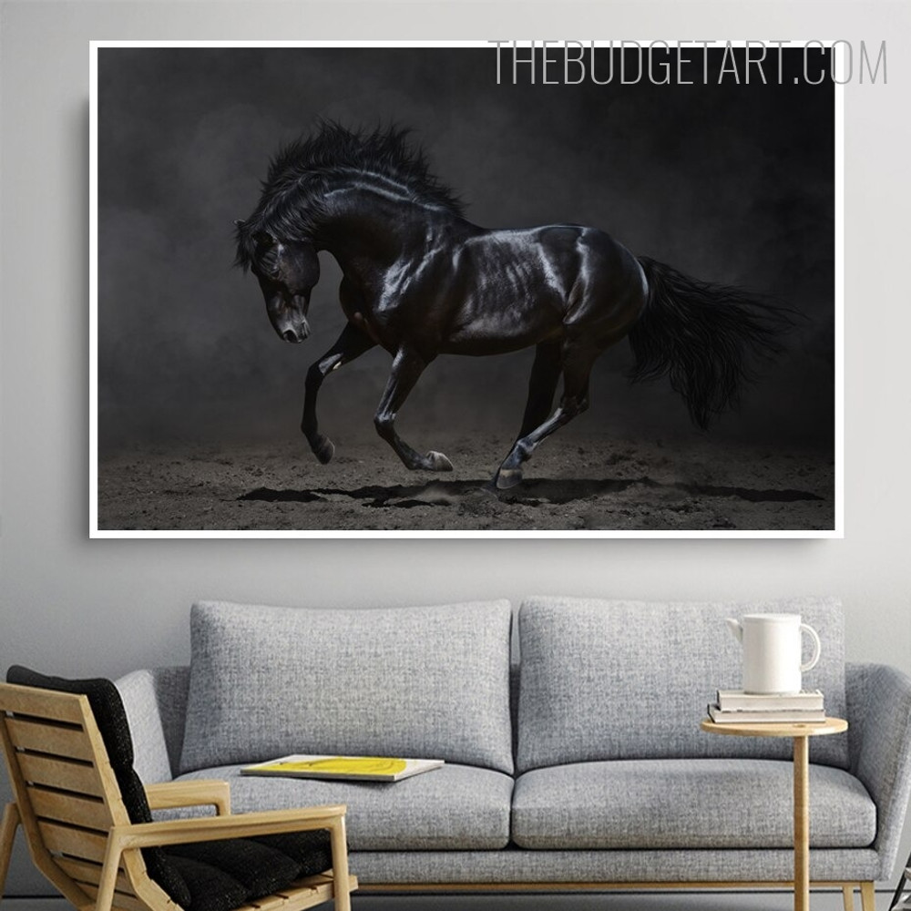 Energetic Horse Animal Contemporary Painting Picture Canvas Print for Room Wall Tracery