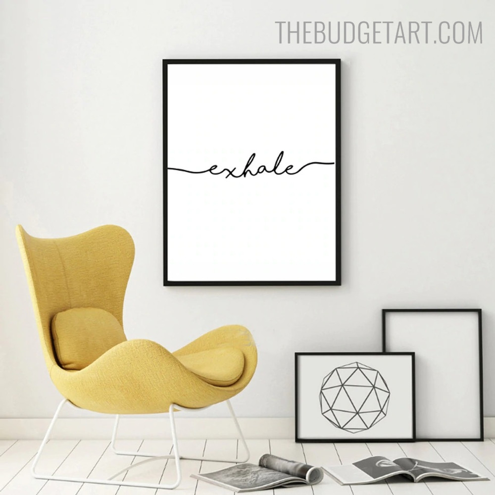 Exhale Typography Minimalist Modern Portrayal Photo Canvas Print for Room Wall Decor