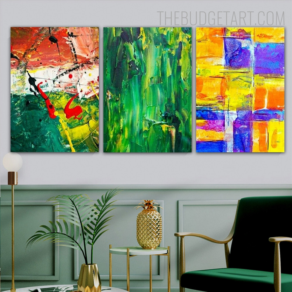 Multicolored Splodge Abstract Modern Painting Picture Canvas Print for Room Wall Arrangement
