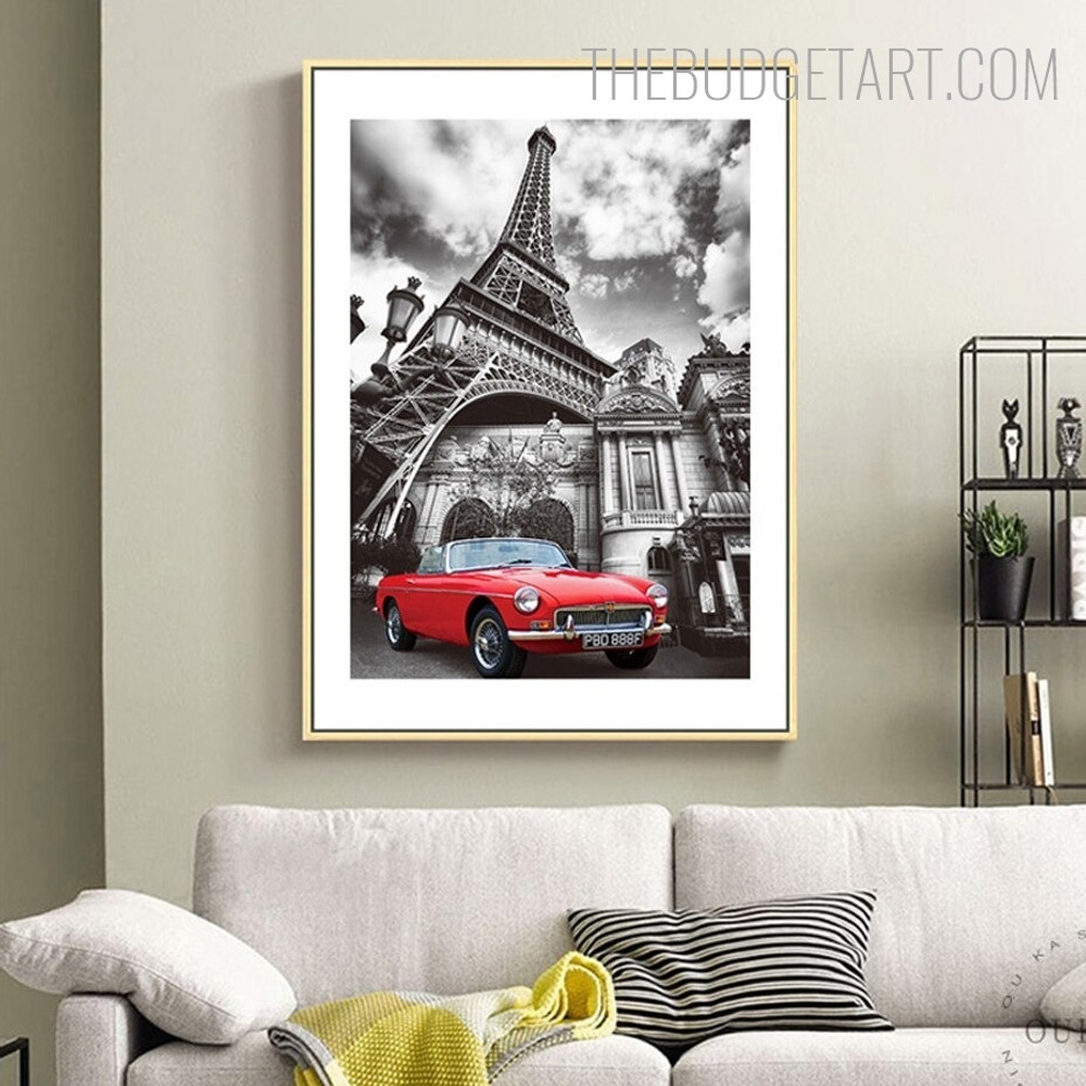 Eiffel Tower VII Landscape Vintage Painting Picture Canvas Print for Room Wall Finery