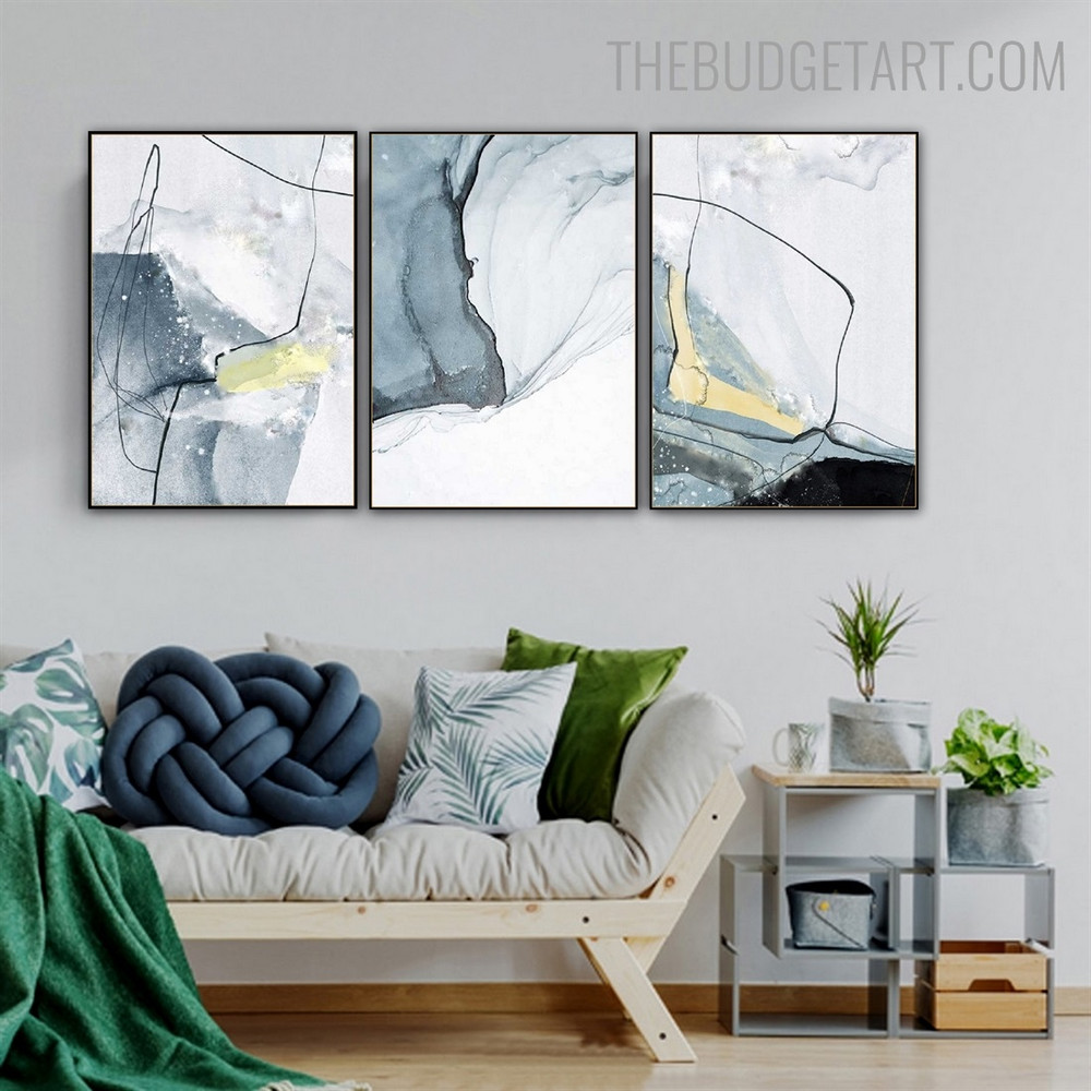 Grey Marble Abstract Modern Nordic Painting Photo Canvas Print for Room Wall Garnish