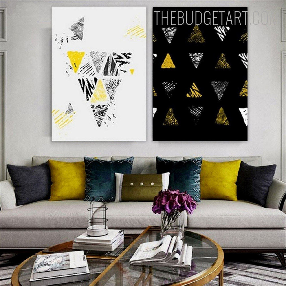 Colorific Triangular Abstract Geometric Modern Painting Picture Canvas Print for Room Wall Finery