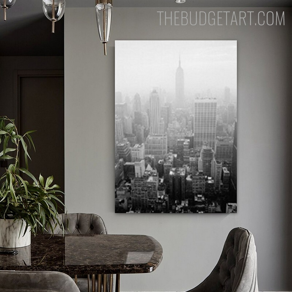 Empire State Buildings Abstract Landscape Vintage Painting Picture Canvas Print for Room Wall Garniture