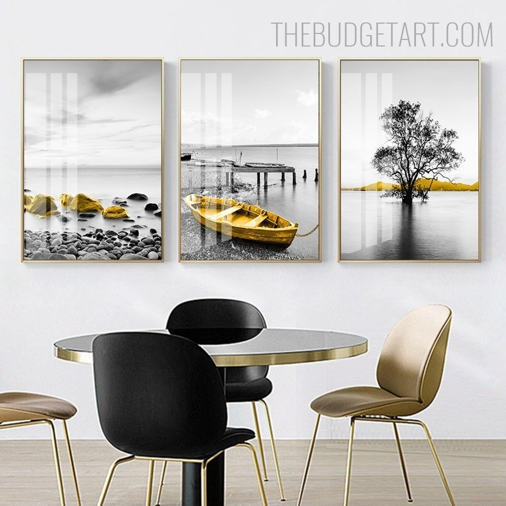 Sea Tree Nordic Landscape Contemporary Painting Picture Canvas Print for Room Wall Trimming