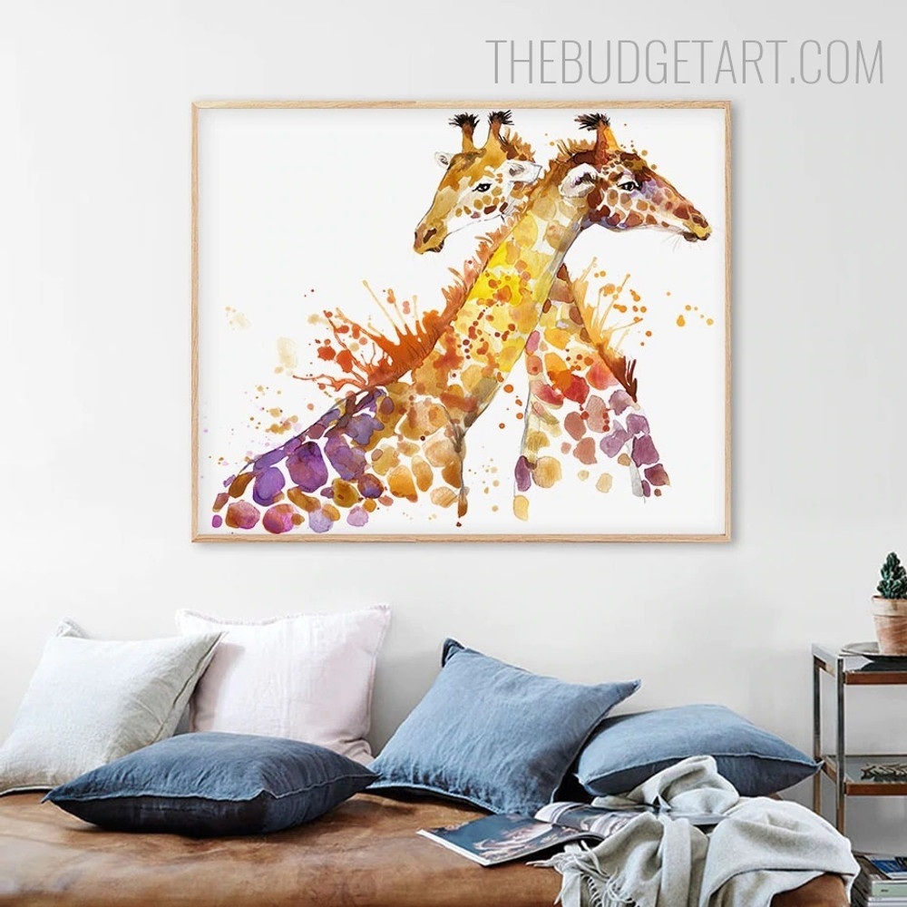Colorific Giraffe Animal Contemporary Painting Picture Canvas Print for Room Wall Decoration