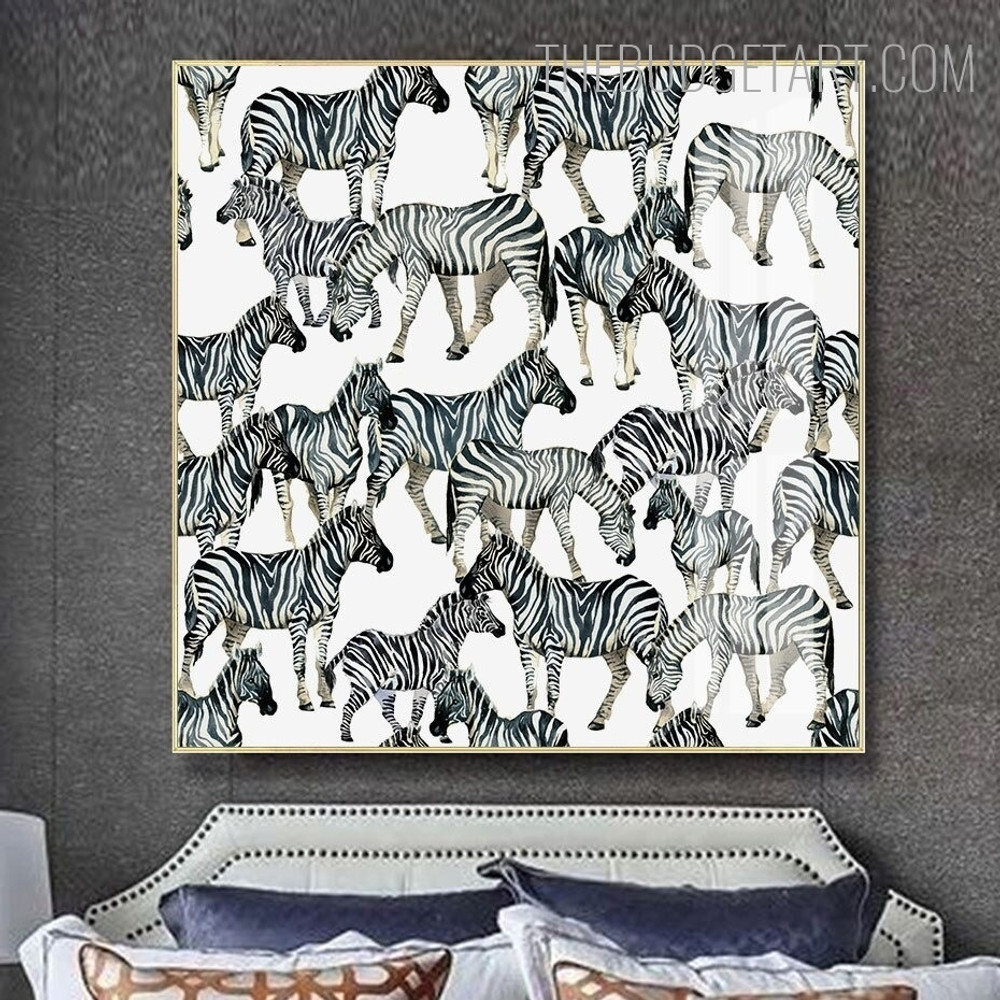 Zebras Animal Contemporary Painting Picture Canvas Print For Room Wall Garniture