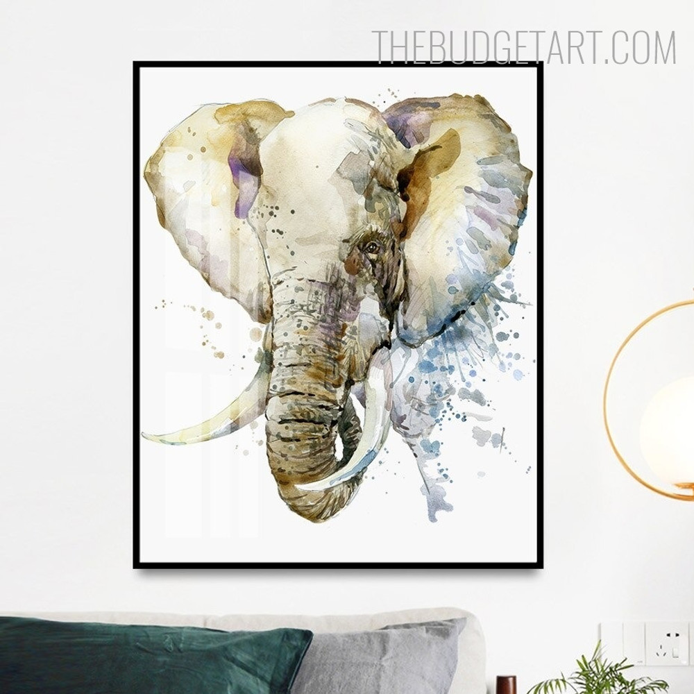 Elephant Face Animal Contemporary Painting Picture Canvas Print for Room Wall Trimming