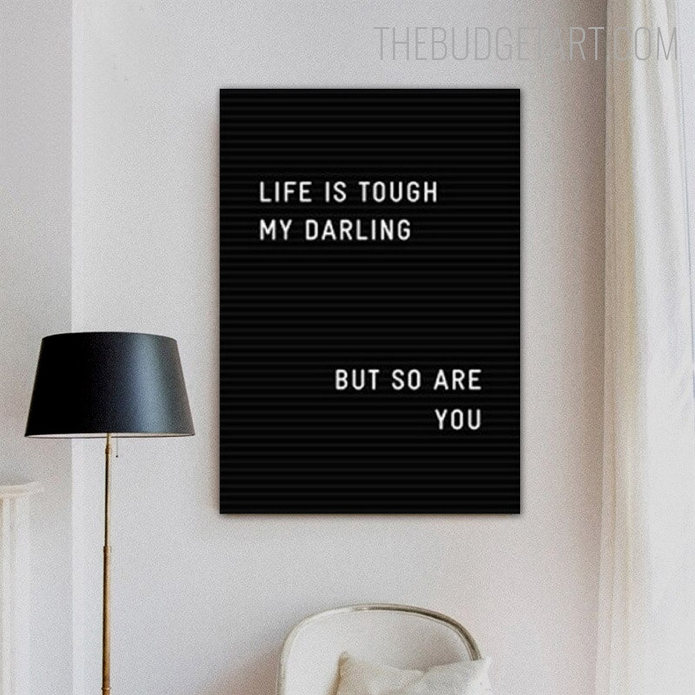 Life Tough Typography Quotes Contemporary Painting Picture Canvas Print for Room Wall Illumination