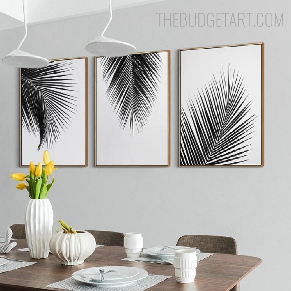 Palm Leafed Nordic Floral Contemporary Painting Picture Canvas Print for Room Wall Ornament
