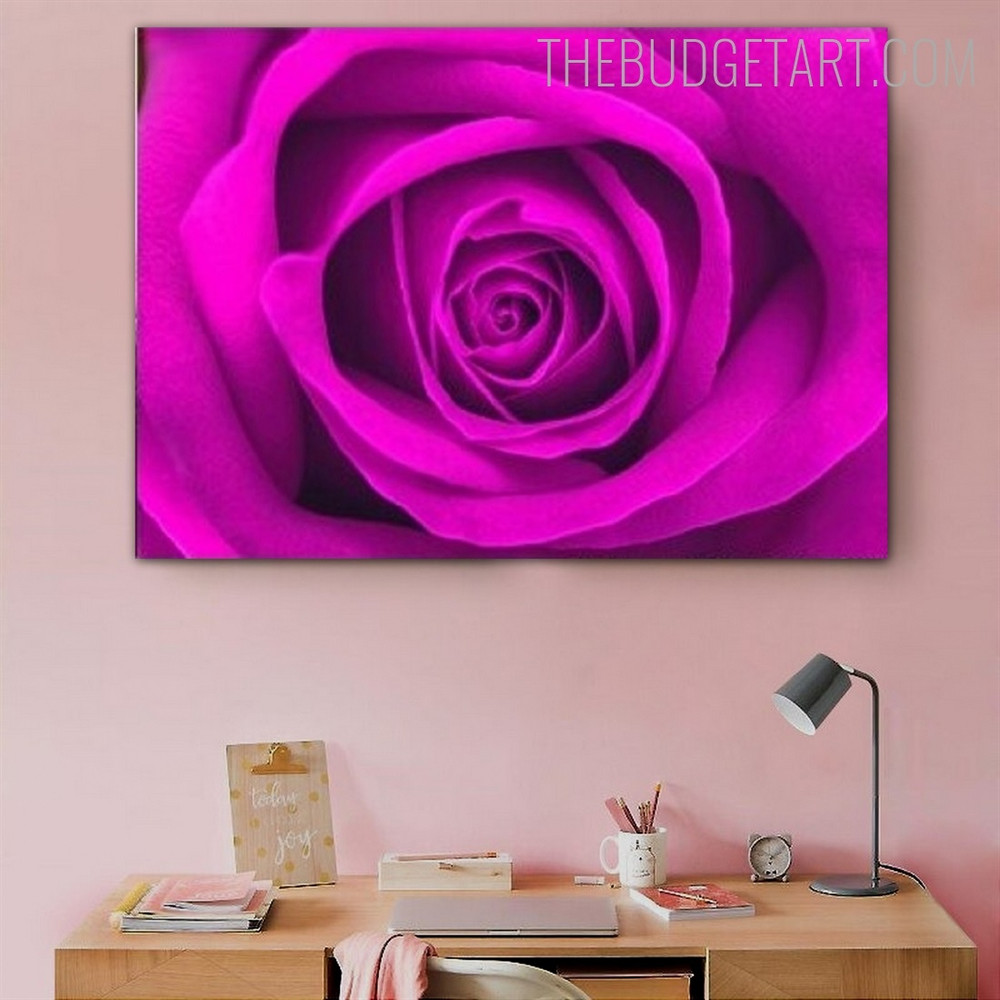 Pink Rosebush Floral Modern Painting Picture Canvas Print for Room Wall Getup