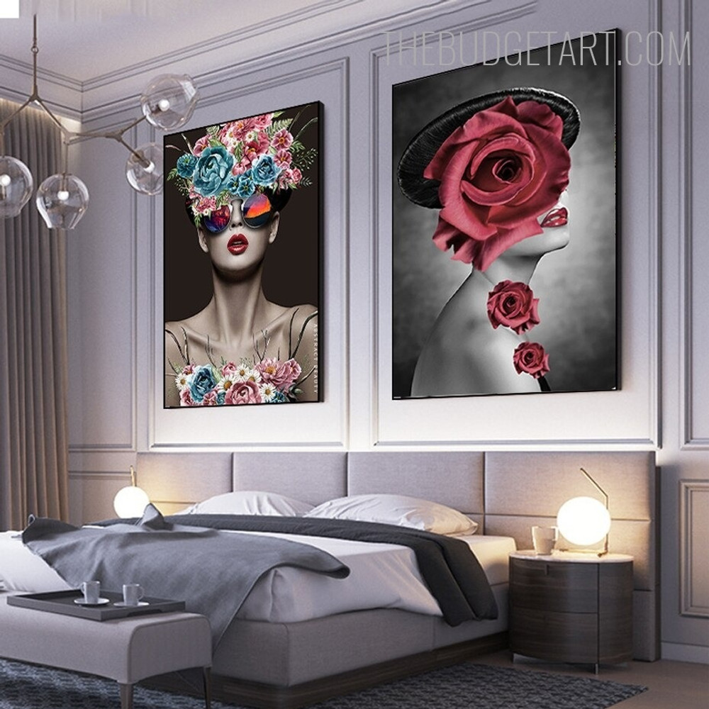 Lady Sunglasses Abstract Figure Modern Painting Picture Canvas Print for Room Wall Decor