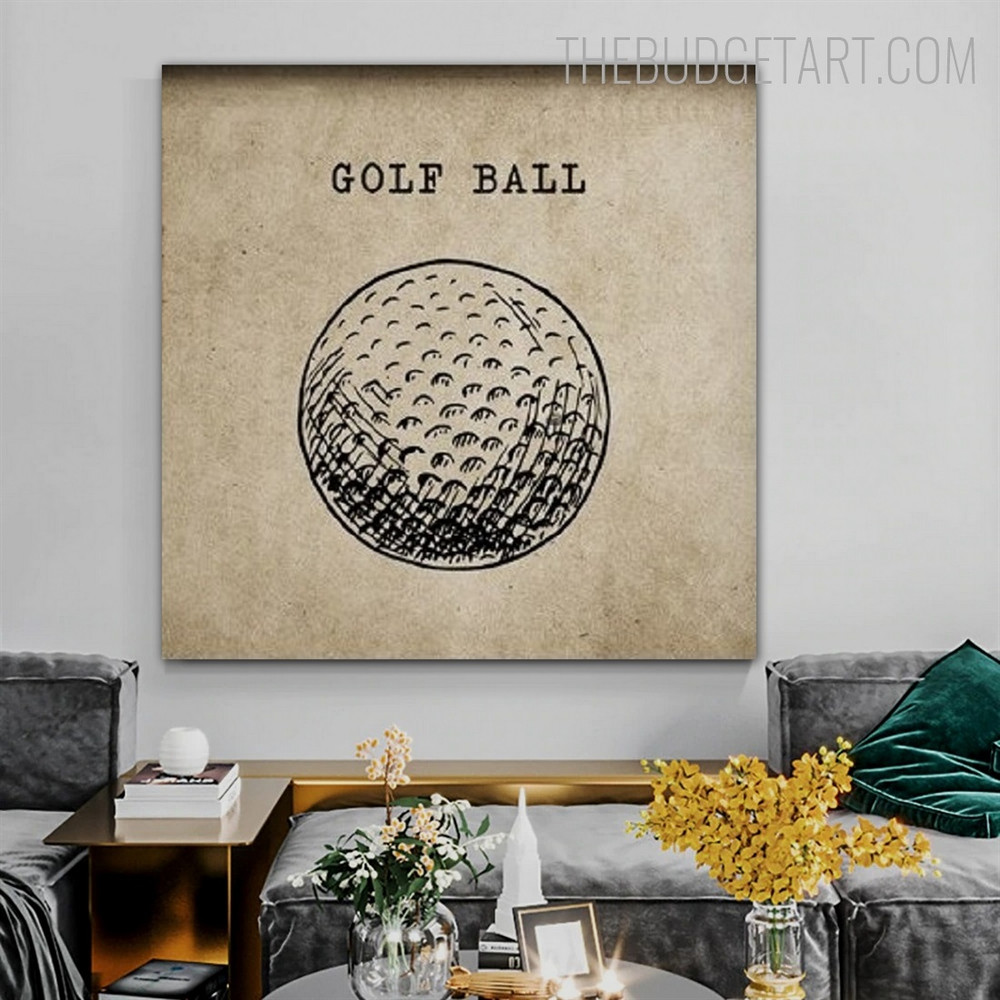 Golf Ball Sports Vintage Painting Picture Canvas Print for Room Wall Ornament