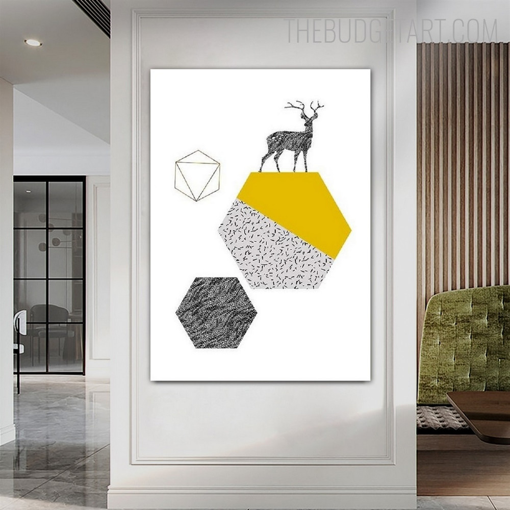 Hexagon Abstract Geometric Contemporary Painting Pic Canvas Print for Room Wall Disposition