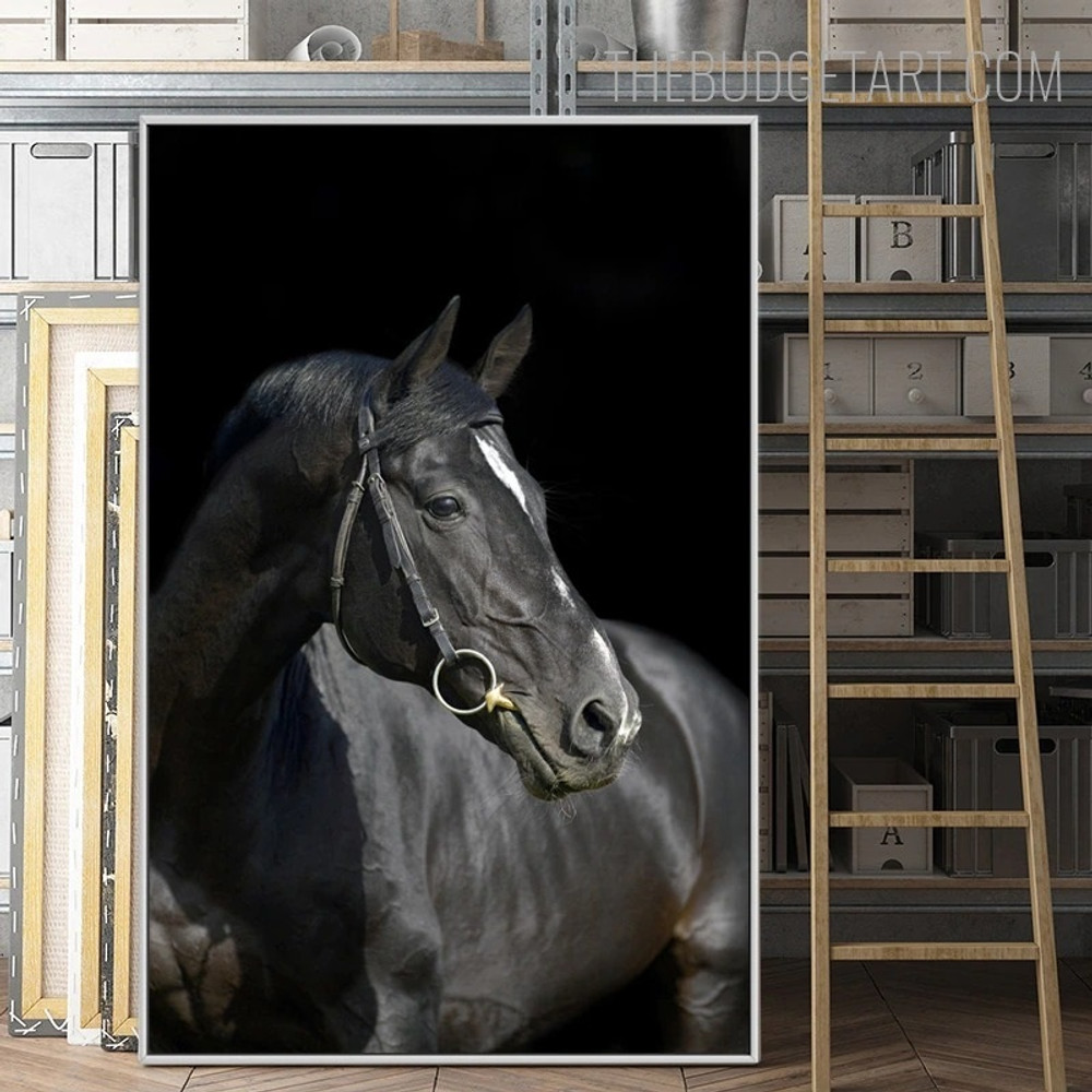 Black Horse Animal Modern Painting Picture Canvas Print for Room Wall Disposition