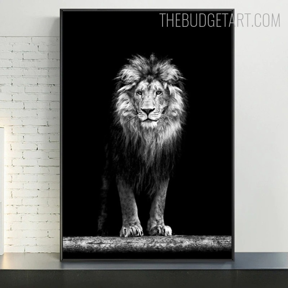 Black And White Lion Animal Vintage Painting Picture Canvas Print for Room Wall Finery