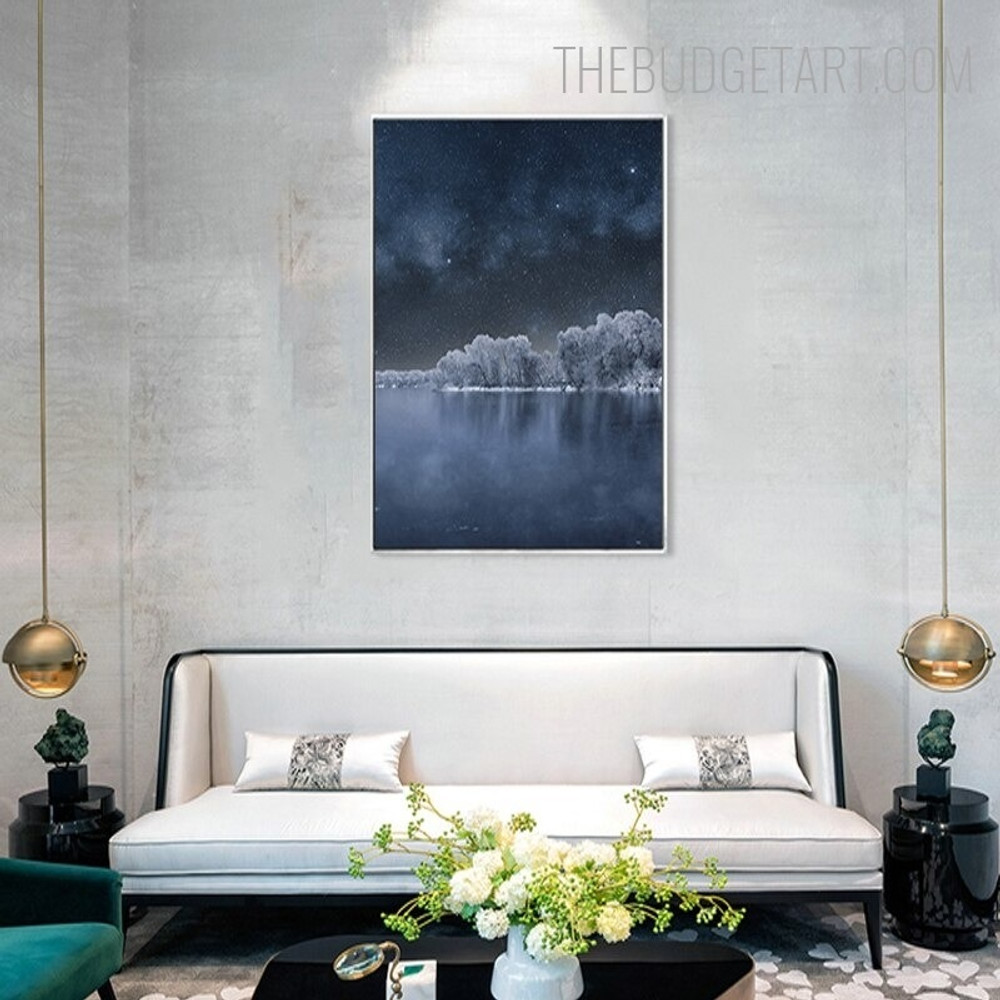 Starry Sky Nordic Landscape Contemporary Painting Picture Canvas Print for Room Wall Assortment