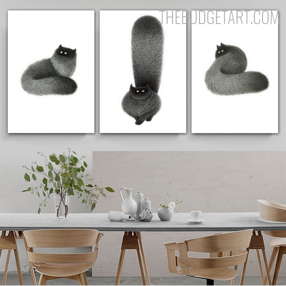 Hairy Cats Animal Modern Painting Image Canvas Print for Room Wall Equipment