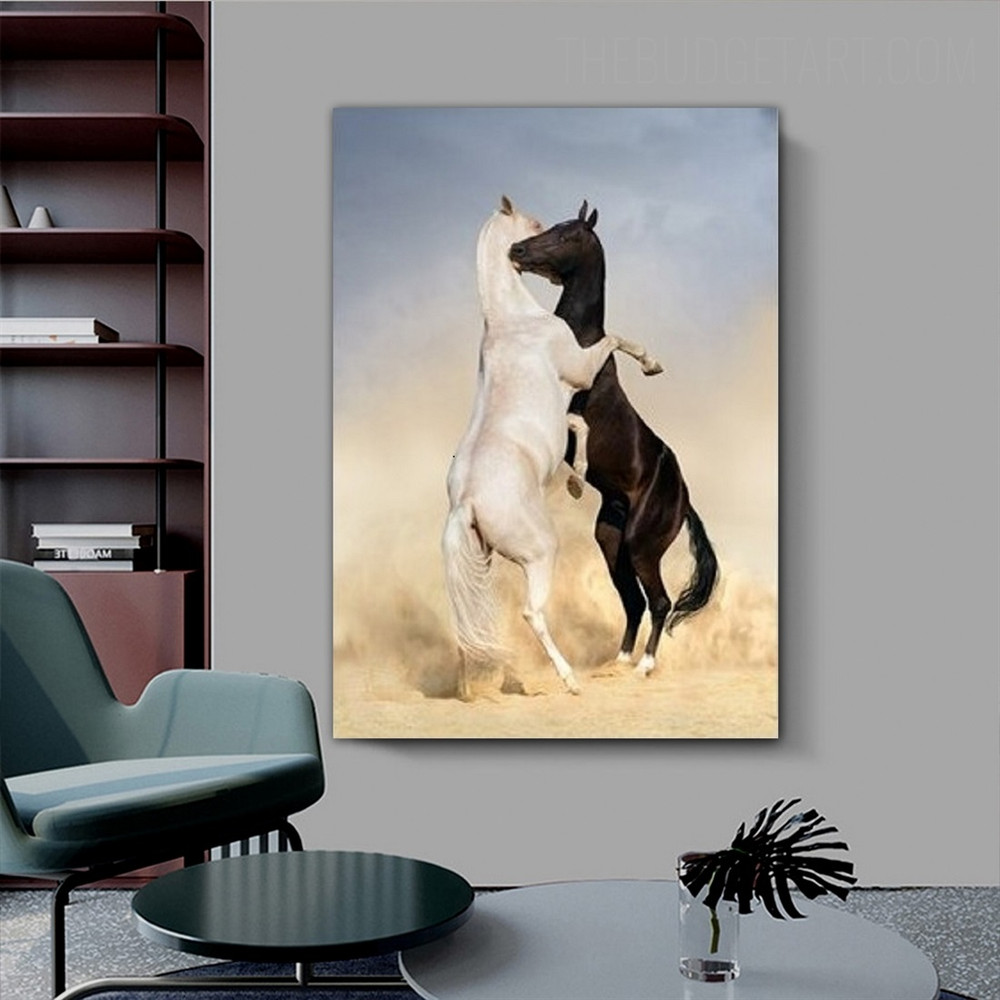Black And White Horse Animal Modern Painting Picture Canvas Print for Room Wall Molding
