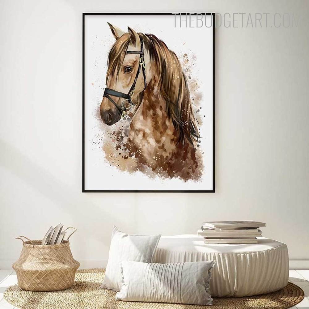 Horse Head Mask Animal Modern Painting Picture Canvas Print for Room Wall Ornament