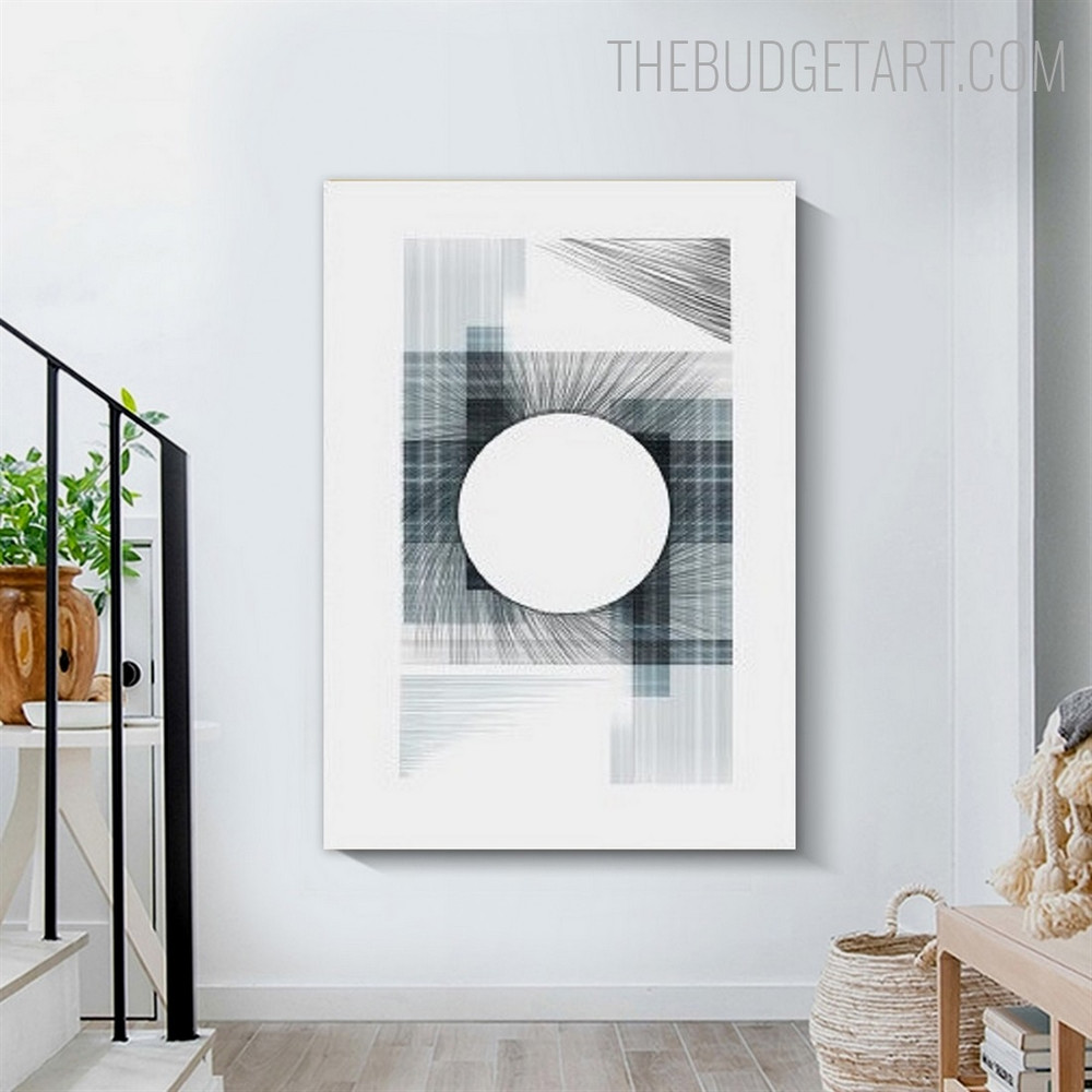 Square With Orb Nordic Abstract Geometric Vintage Painting Picture Canvas Print for Room Wall Finery