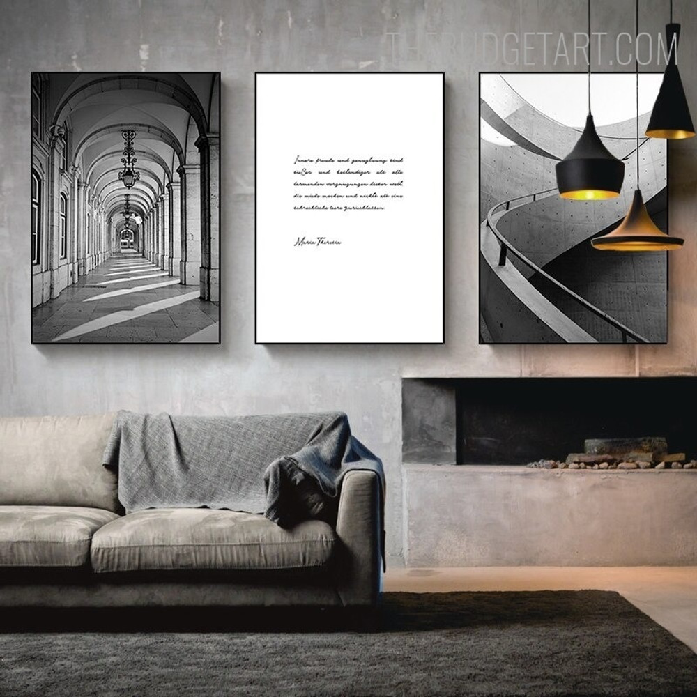 Arched Corridor With Windows Architecture Category Modern Painting Picture Canvas Print for Room Wall Flourish