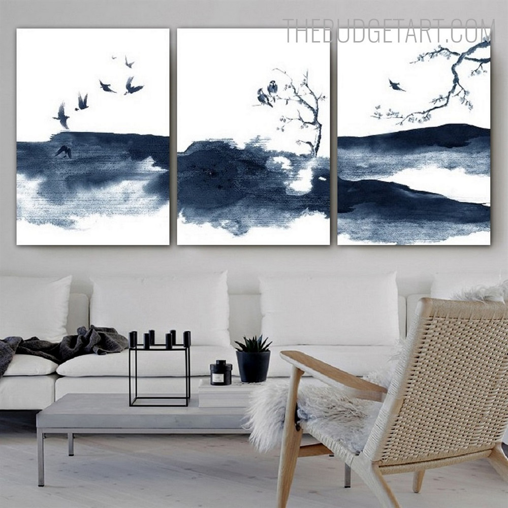 Blemish Ink Abstract Landscape Contemporary Painting Picture Canvas Print for Room Wall Moulding
