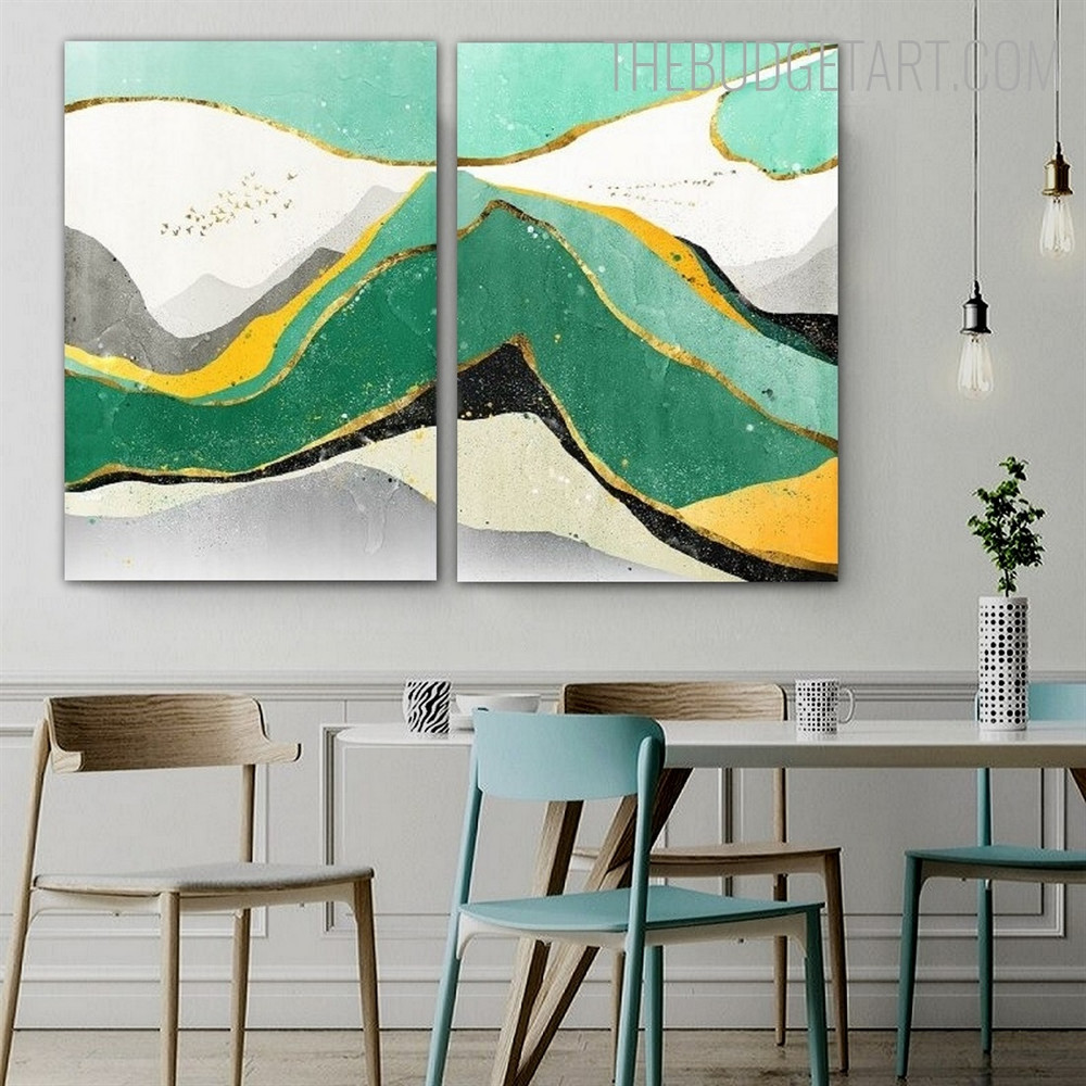 Colorful Mountains Abstract Landscape Modern Painting Picture Canvas Print for Room Wall Décor