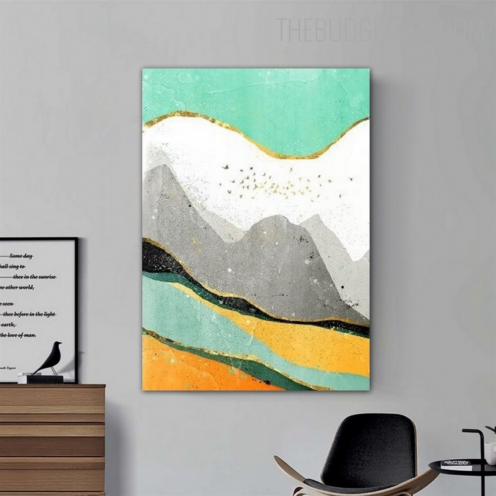 Colorific Mountain Abstract Landscape Modern Painting Picture Canvas Print for Room Wall Ornamentation