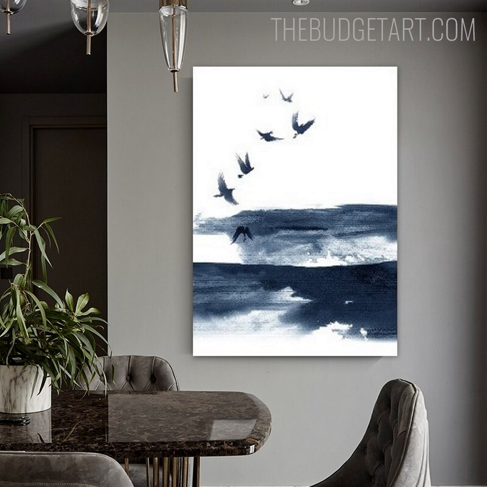 Ink With Flying Birds Abstract Landscape Contemporary Painting Picture Canvas Print for Room Wall Assortment