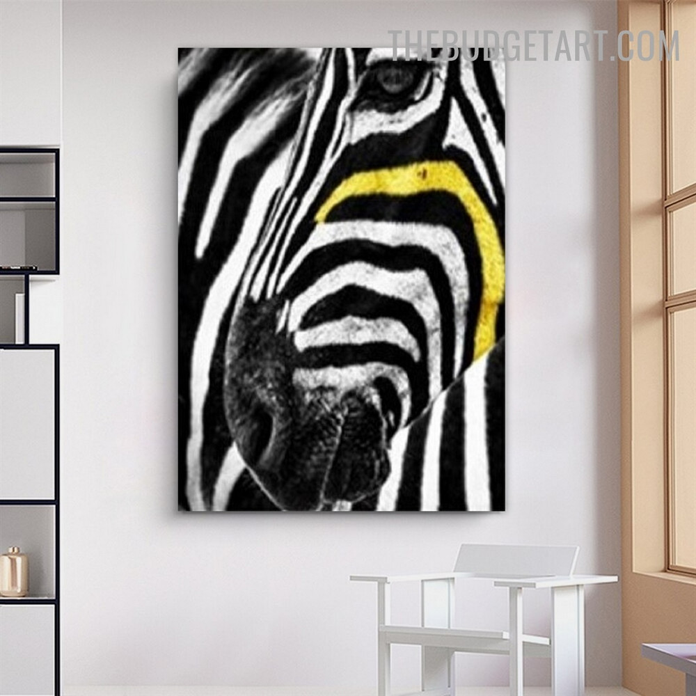 Zebra Face Animal Modern Painting Picture Canvas Print for Room Wall Trimming