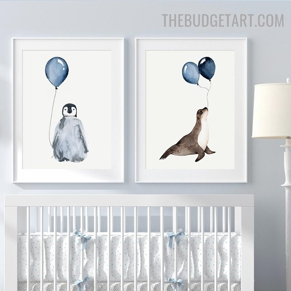 Sea Lion Penguin Nordic Animal Contemporary Painting Picture Canvas Print for Room Wall Assortment