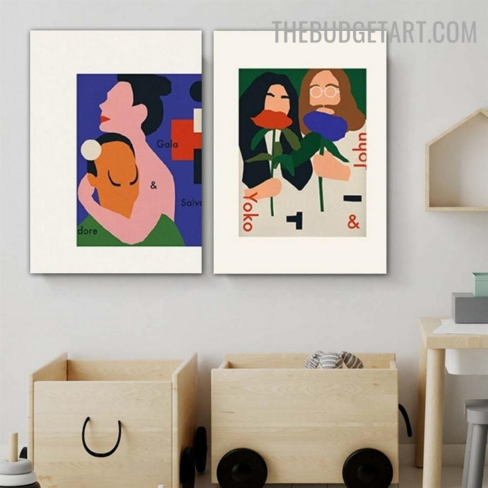 Couple Blossom Abstract Figure Modern Painting Image Canvas Print for Room Wall Equipment