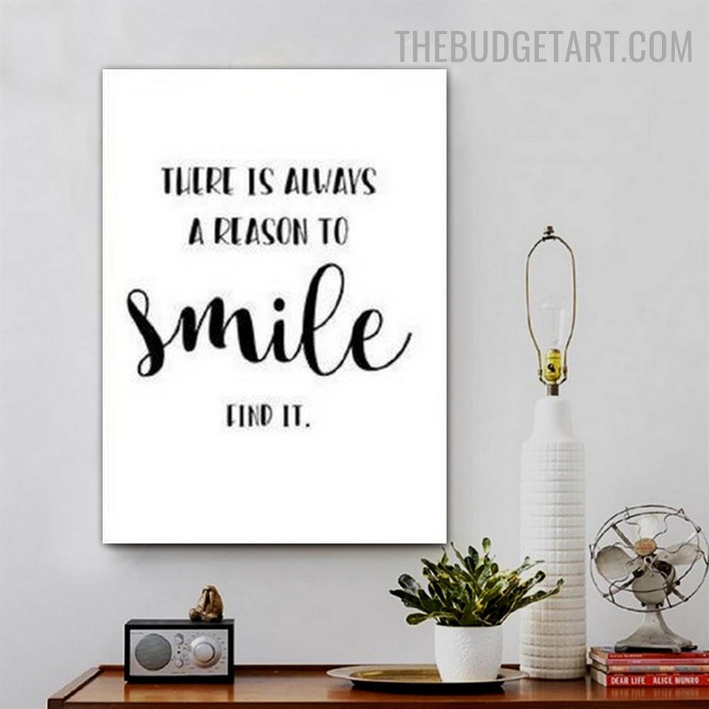 Reason To Smile Typography Quotes Contemporary Painting Picture Canvas Print for Room Wall Flourish