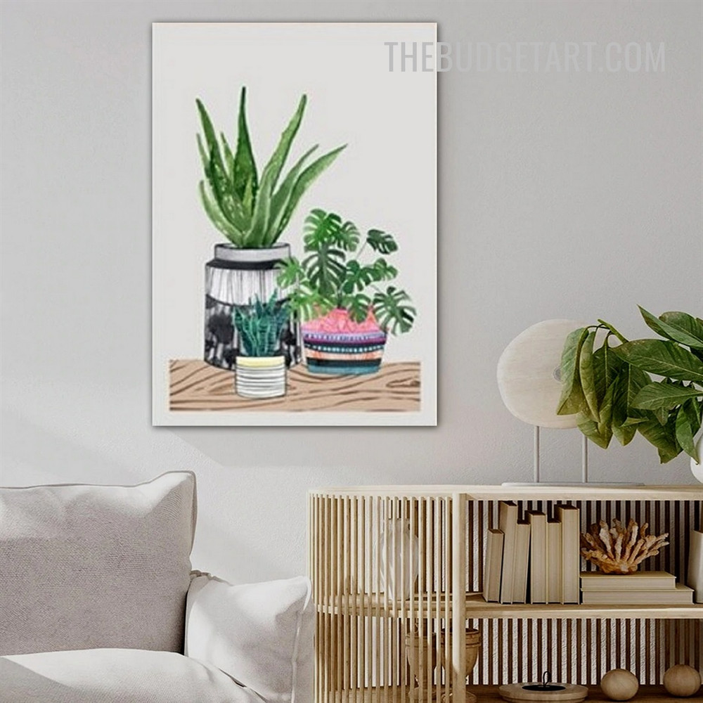 Aloe Vera Leaves Floral Modern Painting Picture Canvas Print for Room Wall Garnish