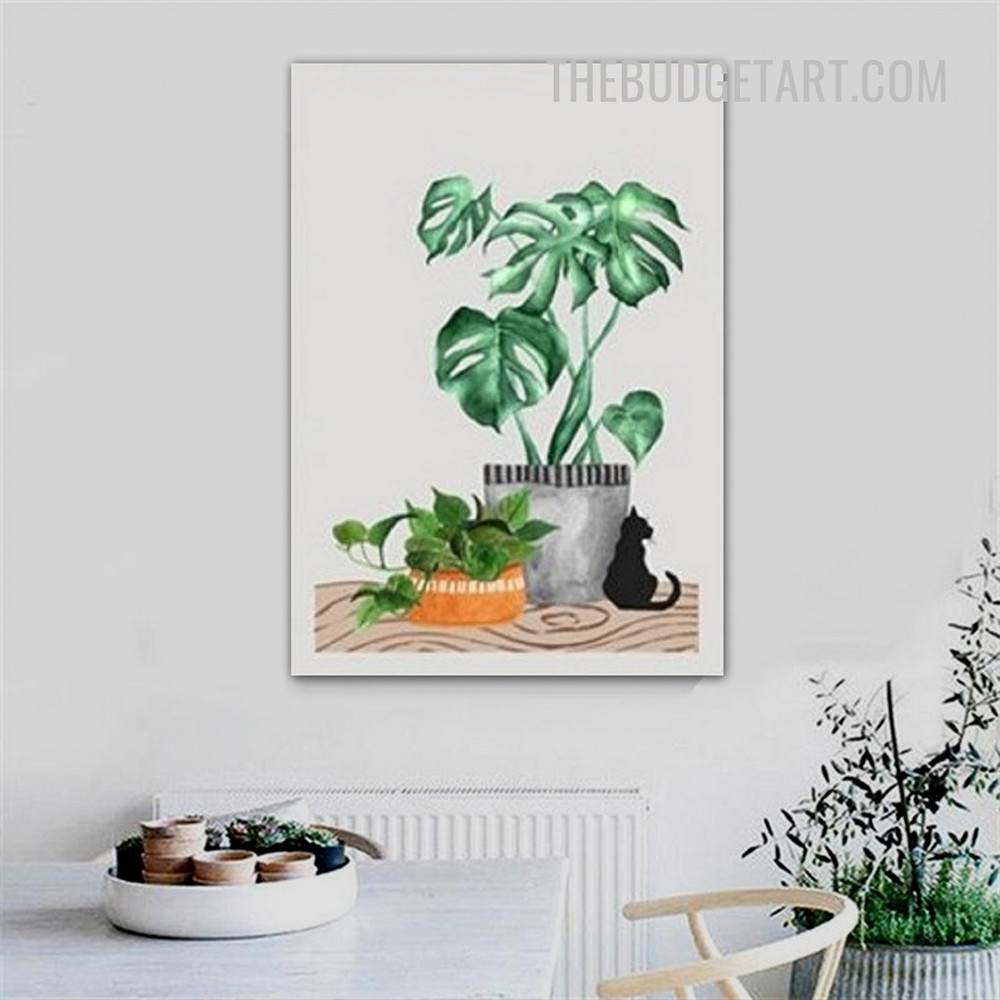 Tropical Palm Leaves Floral Modern Painting Picture Canvas Print for Room Wall Ornament