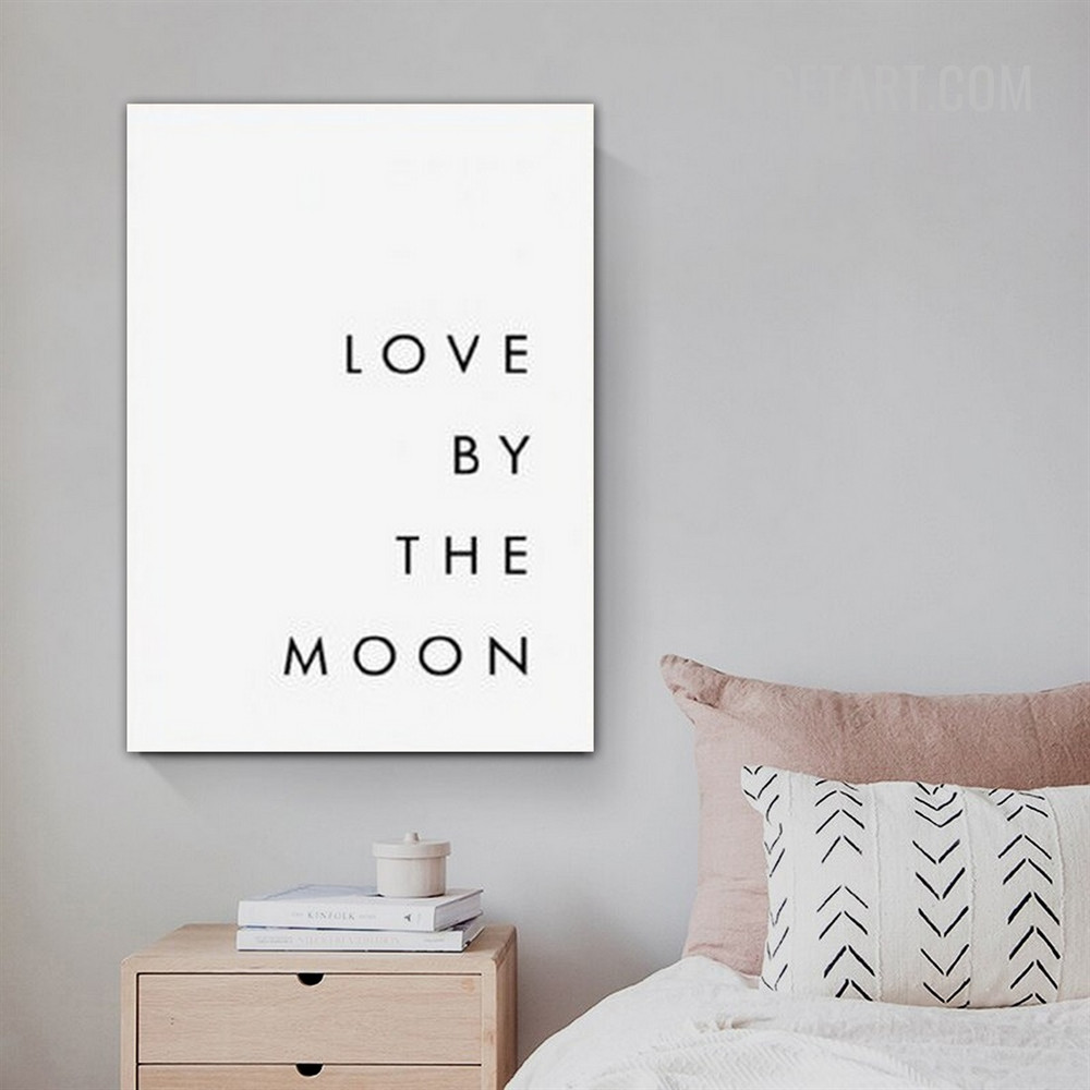 The Moon Typography Modern Painting Picture Canvas Print for Room Wall Trimming