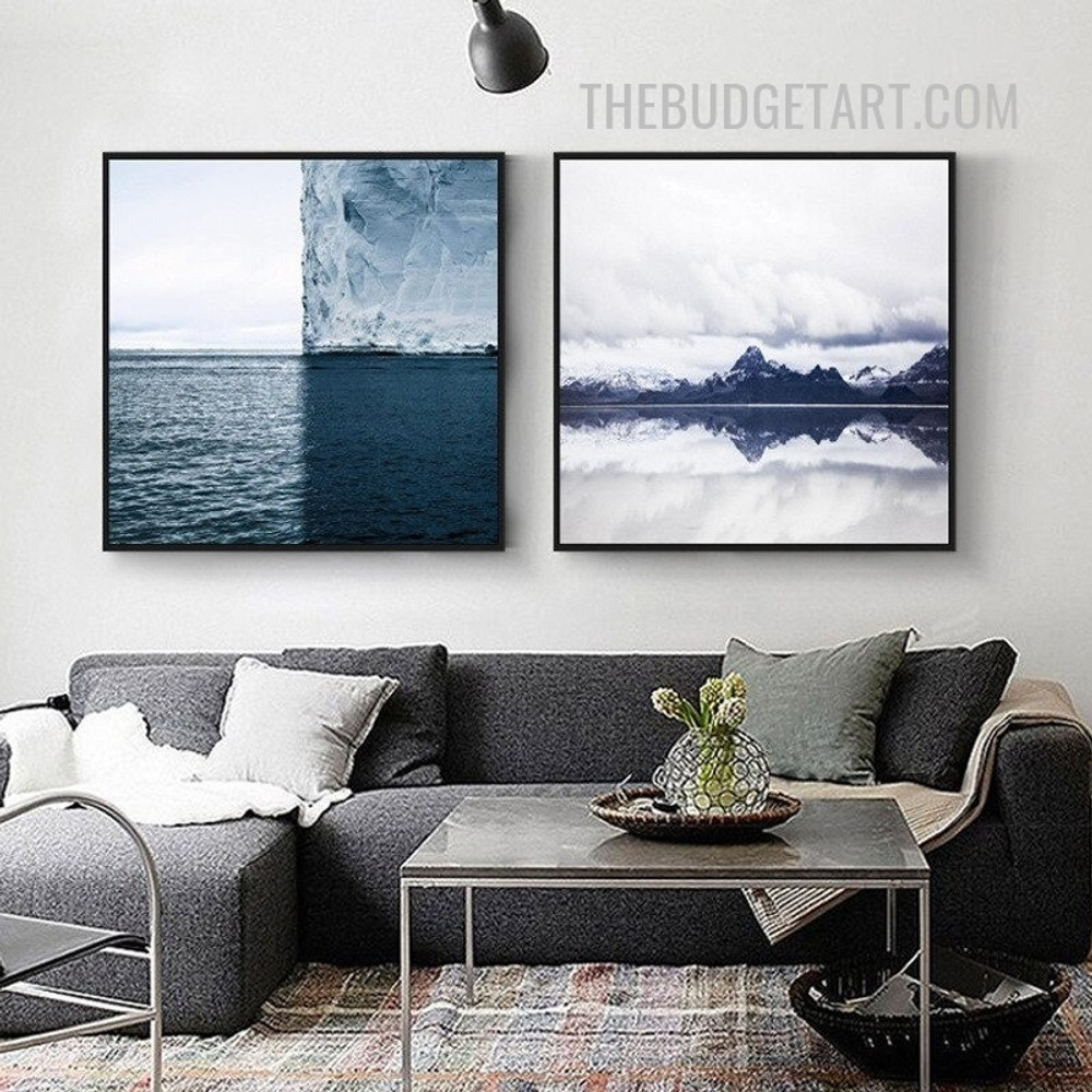 Seascape Iceberg Nordic Naturescape Painting Pic Canvas Print for Room Wall Illumination