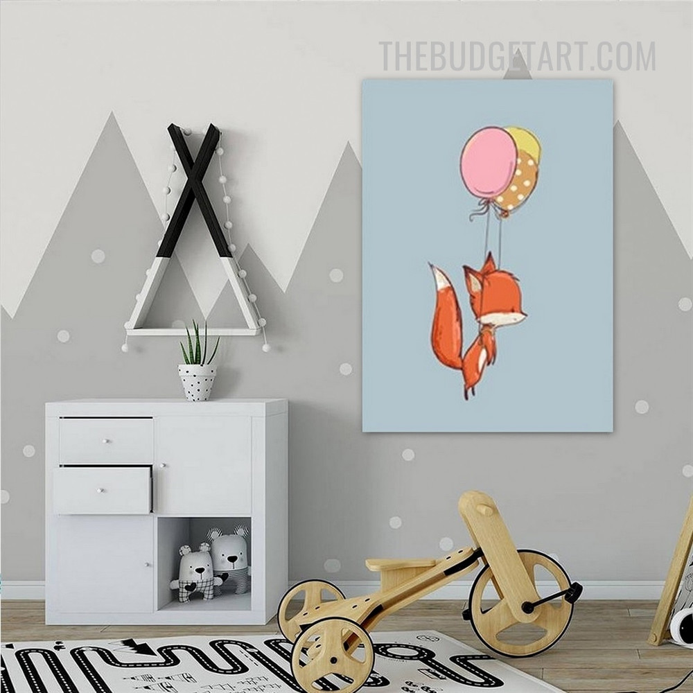 Fox Balloons Nordic Animal Modern Painting Picture Canvas Print for Room Wall Arrangement