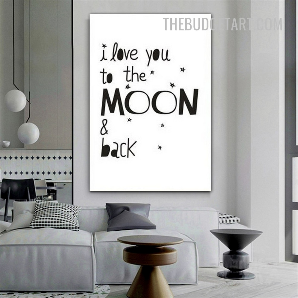 I Love You To The Moon Typography Modern Painting Picture Canvas Print for Room Wall Equipment