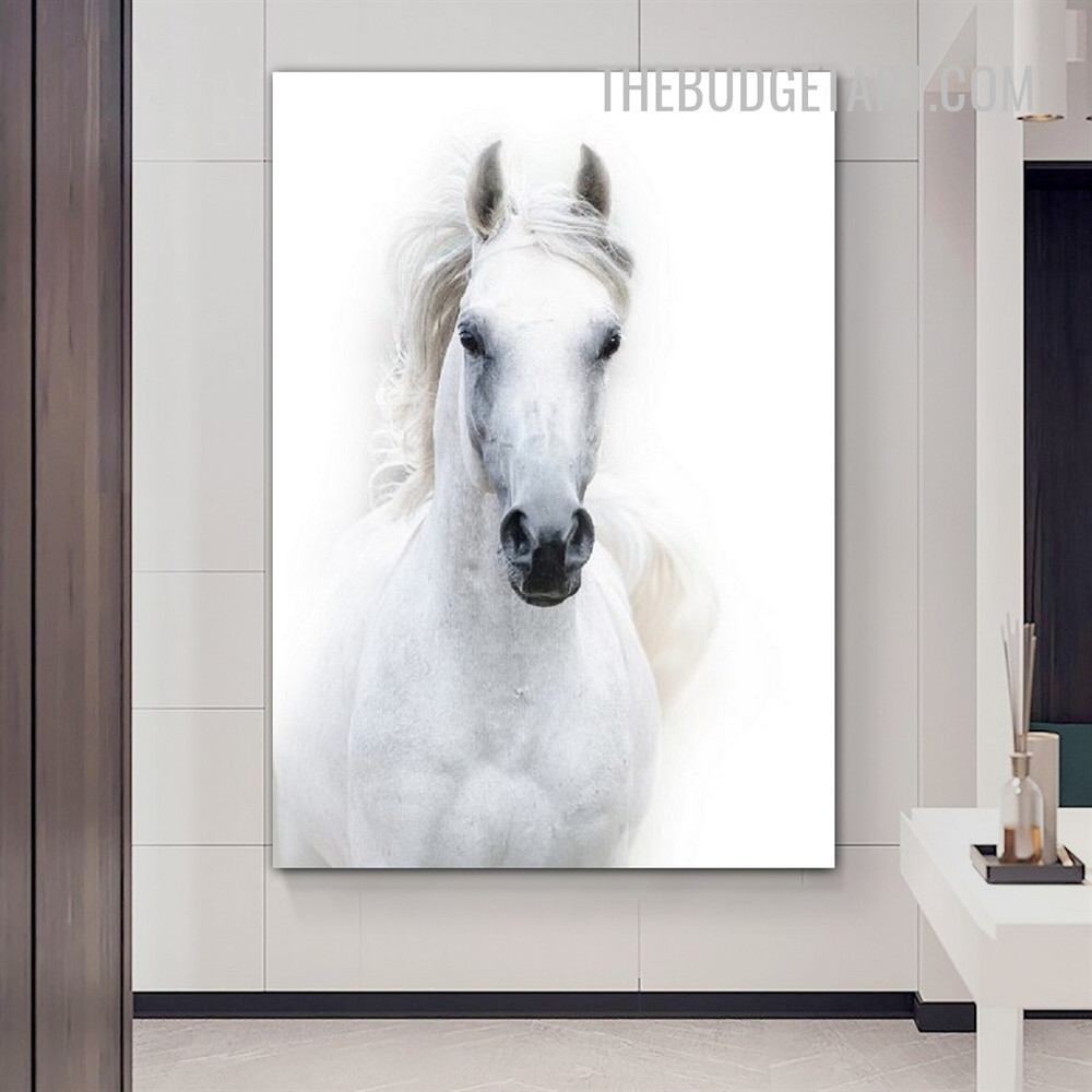 White Horse Modern Painting Picture Animal Canvas Print for Room Wall Garnish