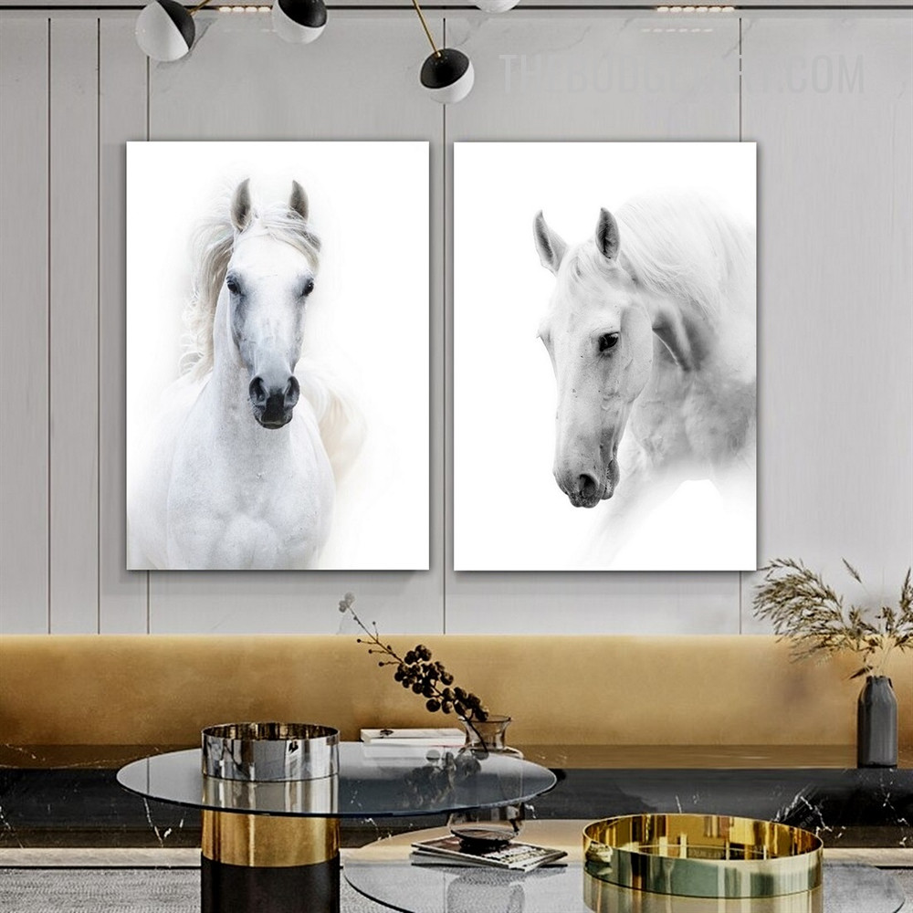Studhorse Animal Modern Painting Picture 2 Piece Canvas Wall Art Print for Room Décor