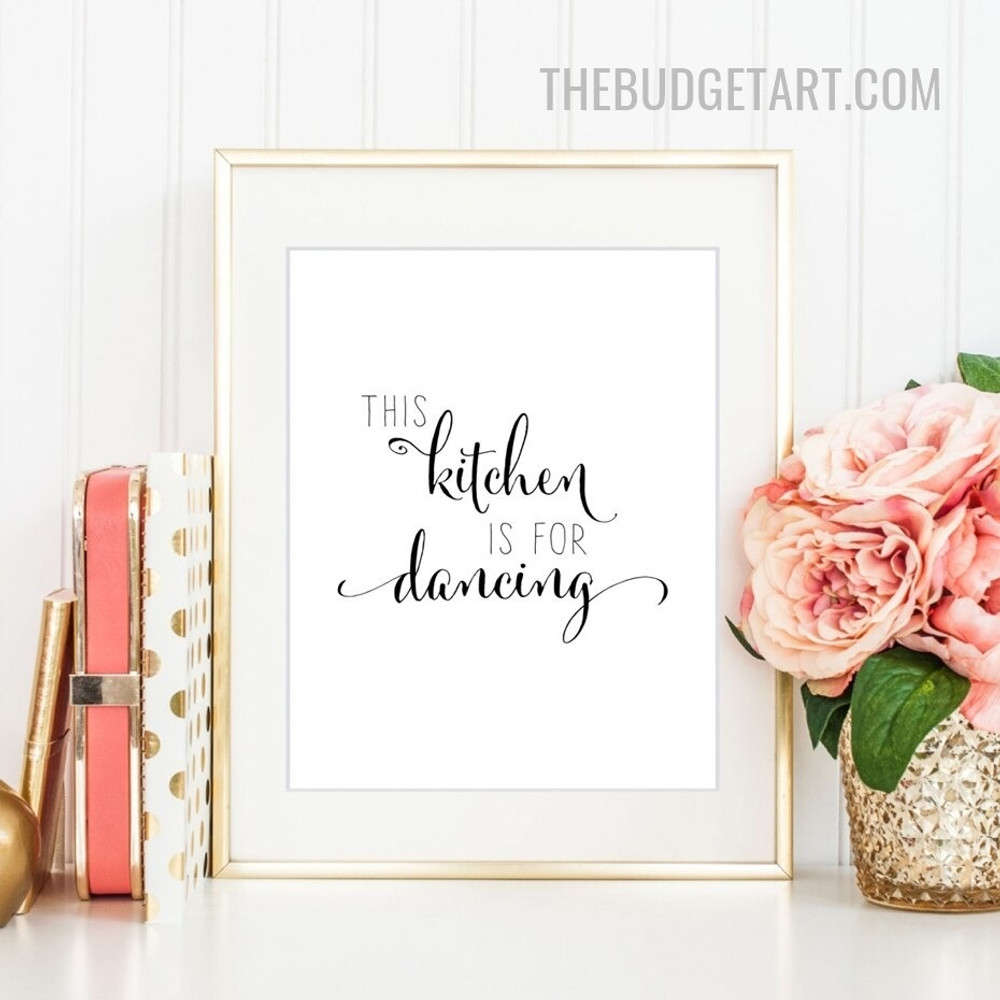 Kitchen Is For Dancing Typography Modern Painting Picture Canvas Quote Print for Room Wall Embellishment