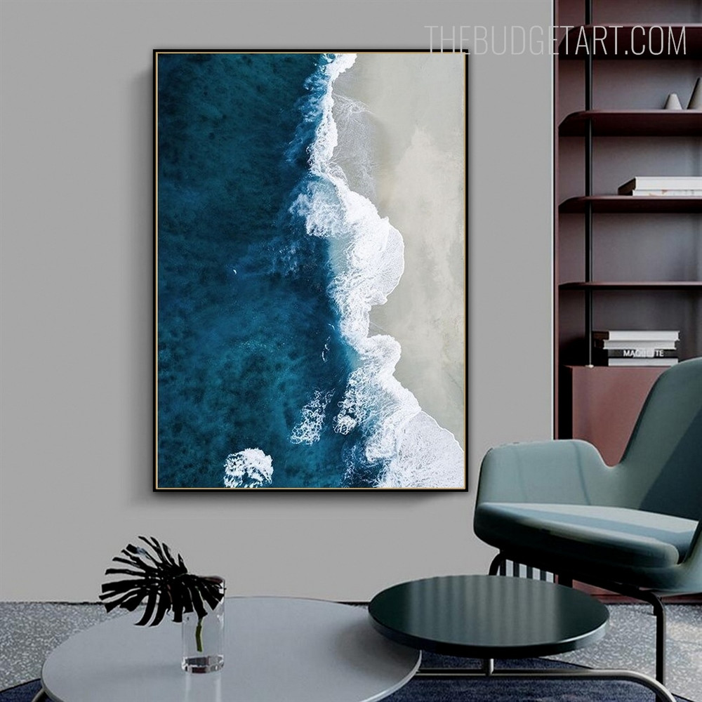 Beach Waves Landscape Nature Nordic Painting Picture Canvas Print for Room Wall Ornament