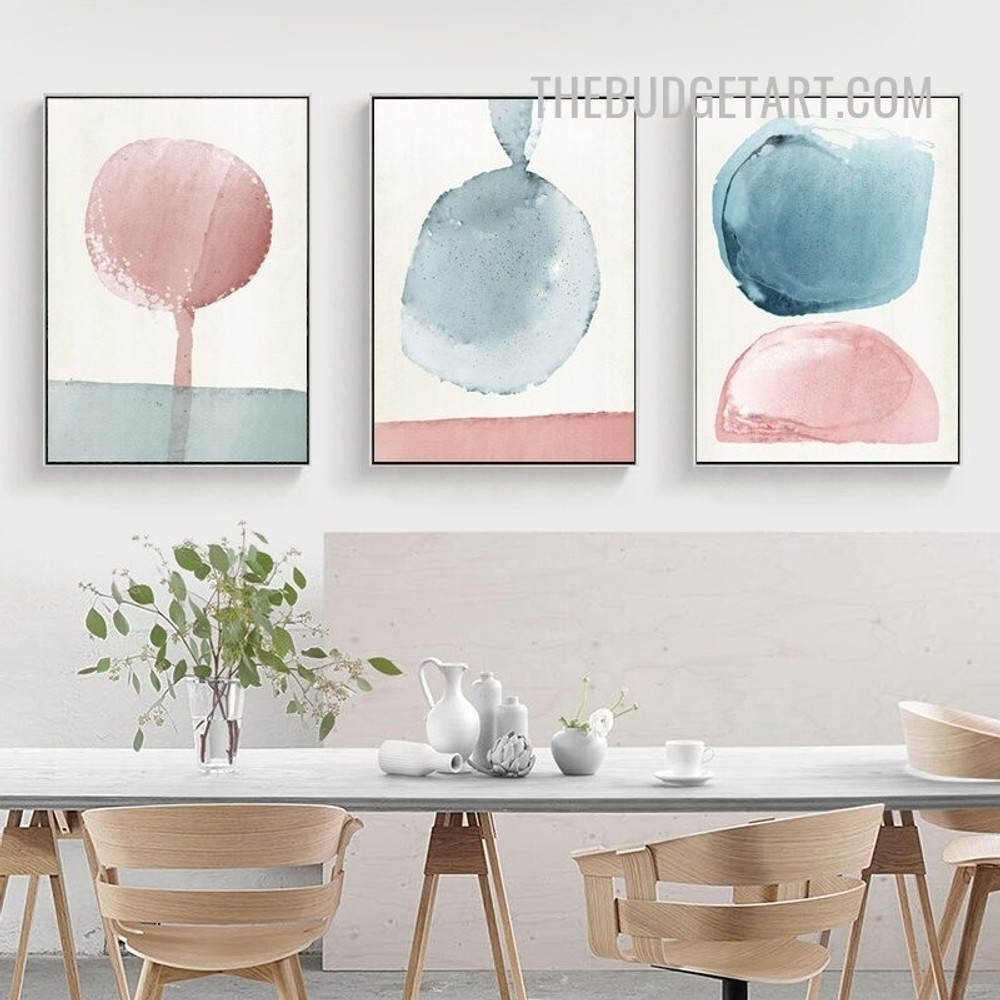 Fleck Bold Line Abstract Nordic Watercolor Painting Picture 3 Piece Canvas Wall Art Prints for Room Getup