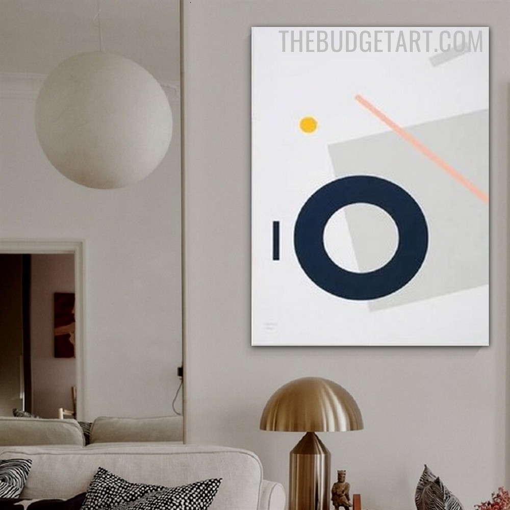 Circle With Bold Line Abstract Nordic Geometric Pattern Modern Painting Picture Canvas Print for Room Wall Décor