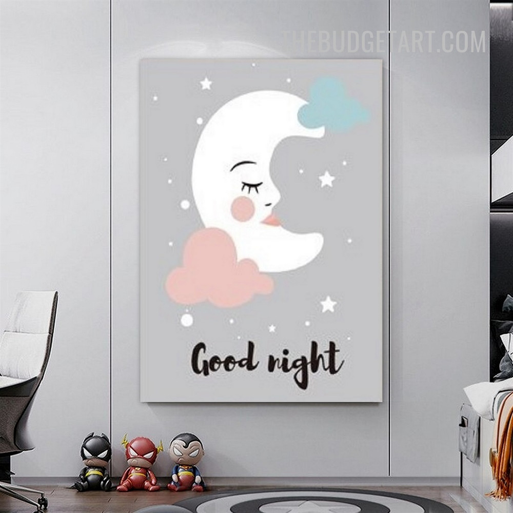 Good Night Typography Kids Nordic Modern Painting Picture Picture Kids Canvas Wall Art Print for Room Onlay